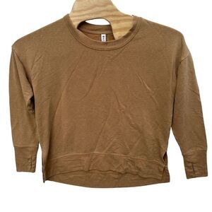 Athleta Womens Top Tan Gold Mindset Crew Neck‎ Soft Sweatshirt Size M Yoga